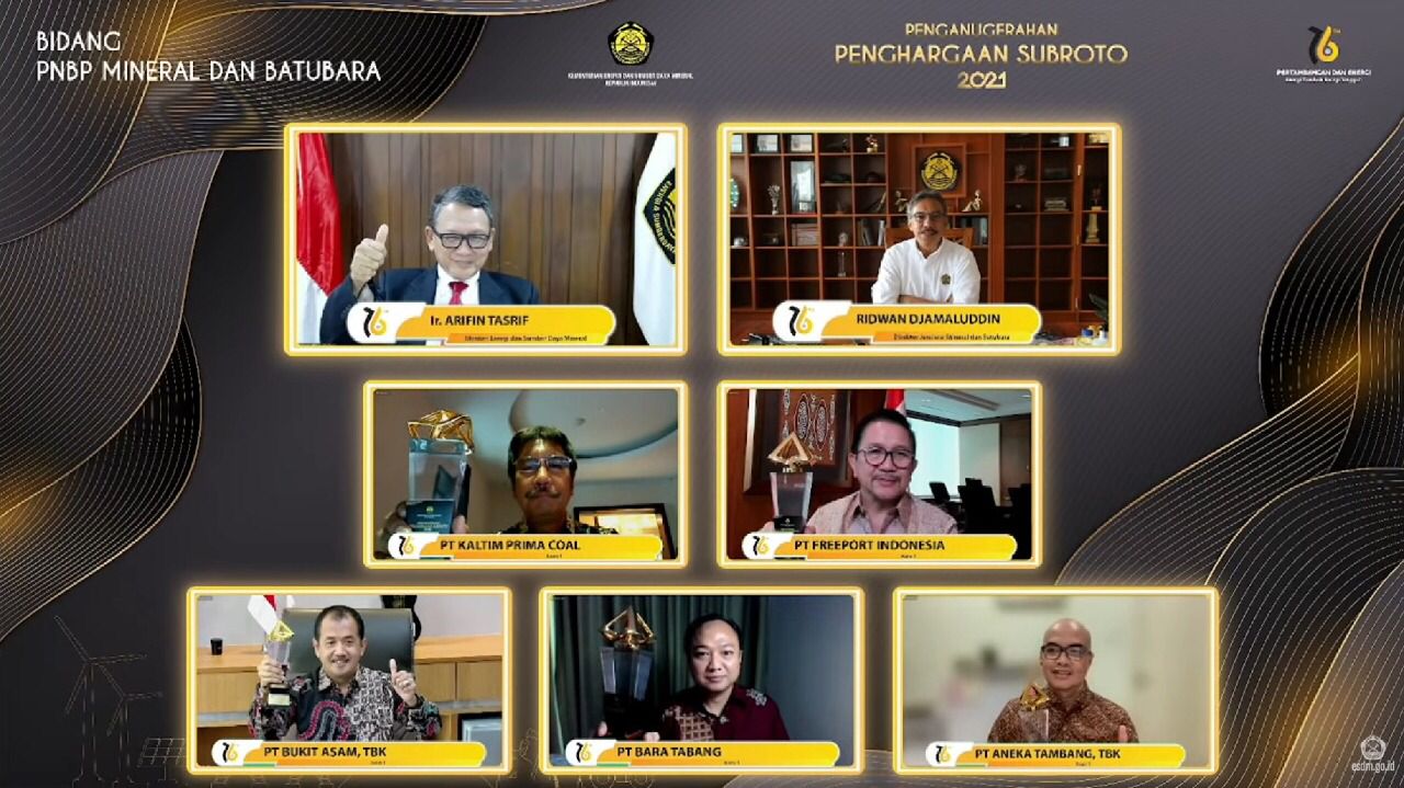 Hari Pertambangan & Energi, Tiga Anggota MIND ID Raih Penghargaan Subroto 2021